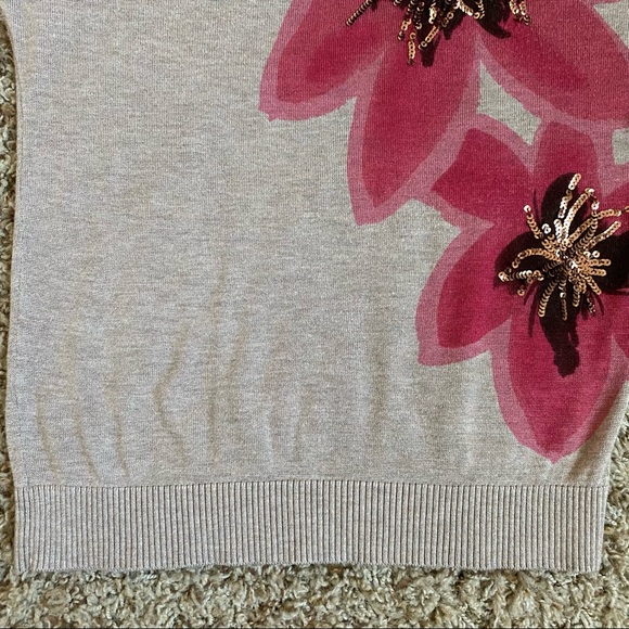 INC Dolman Sleeve Tan Embellished Lightweight Sweater Top Sequins - Picture 5 of 11